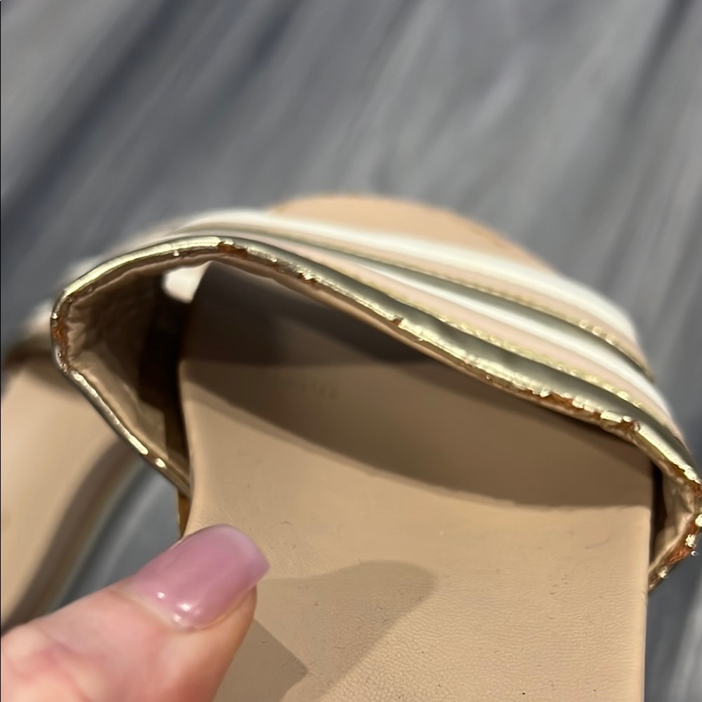 Aldo Gold and Cream Sandals Luxe Metallic Straps - Picture 5 of 5